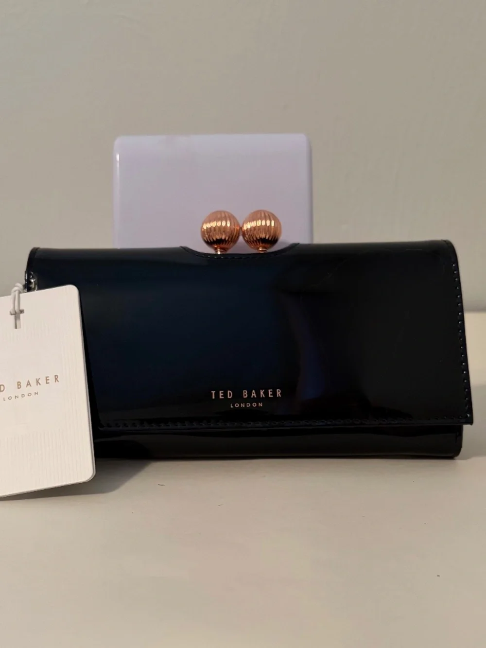 Ted Baker London Felicee NWT Black Patent Leather Clutch